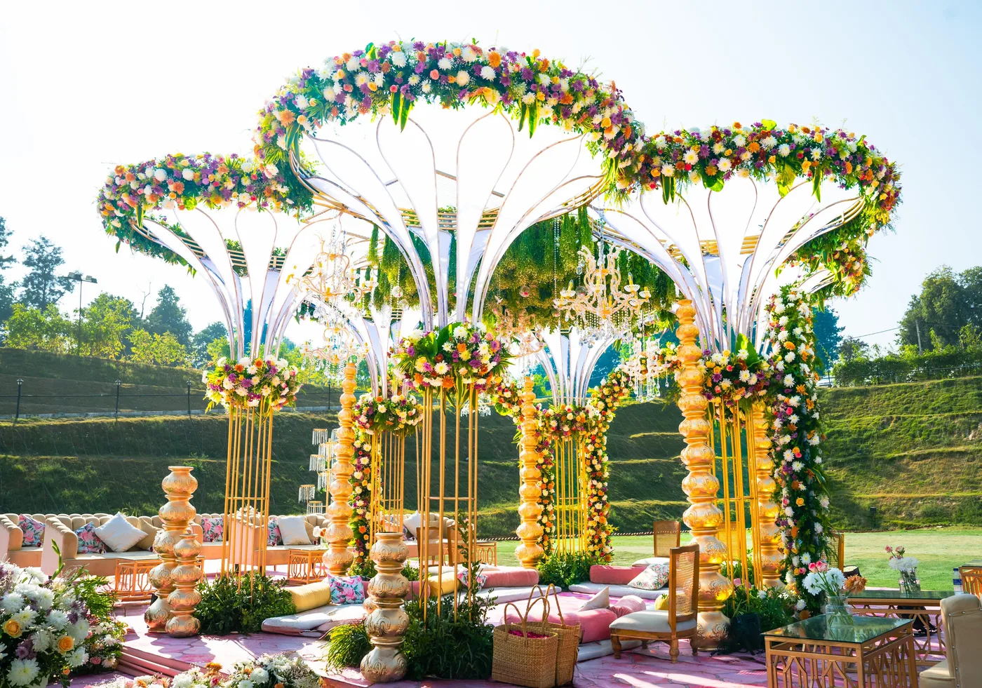 Lawn wedding décor by Designs by Aayushi, New Delhi