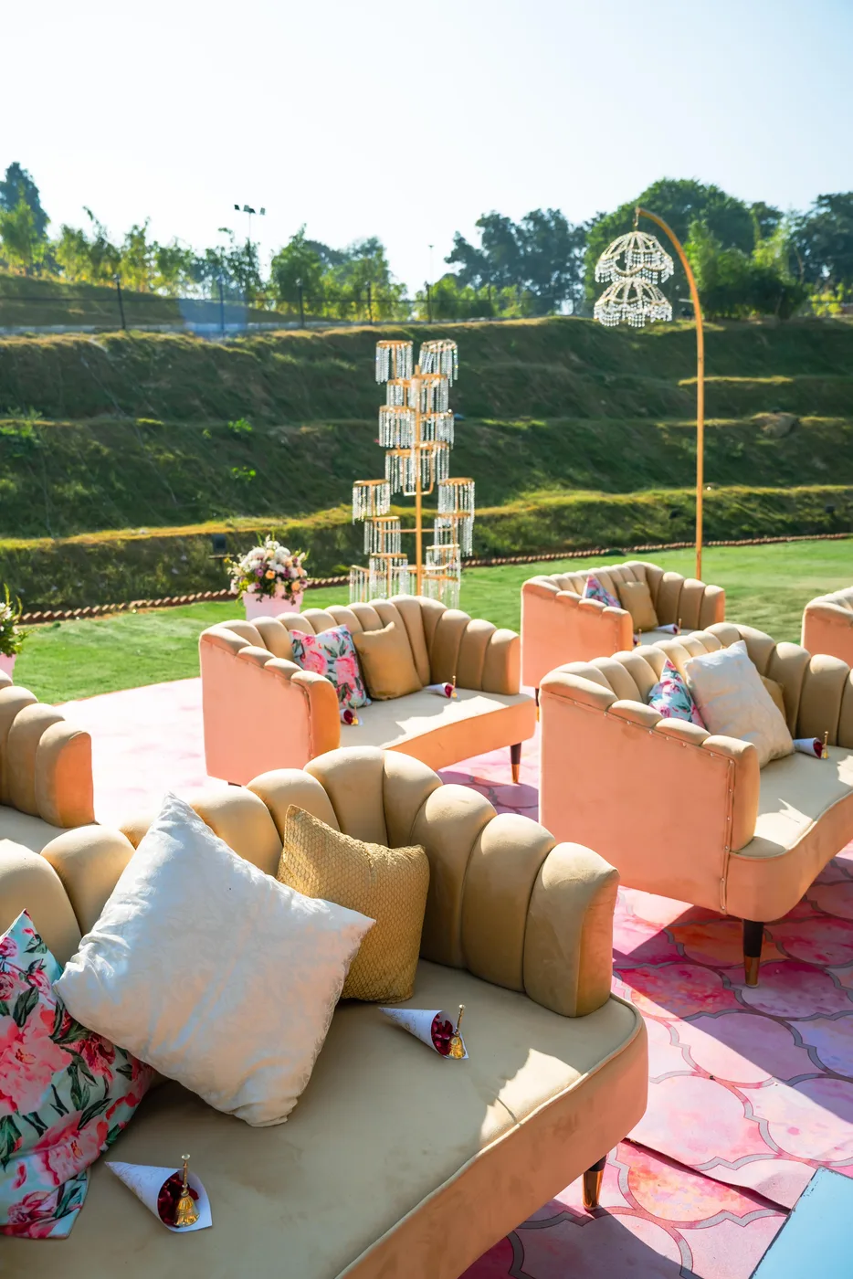 Lawn wedding décor by Designs by Aayushi, New Delhi