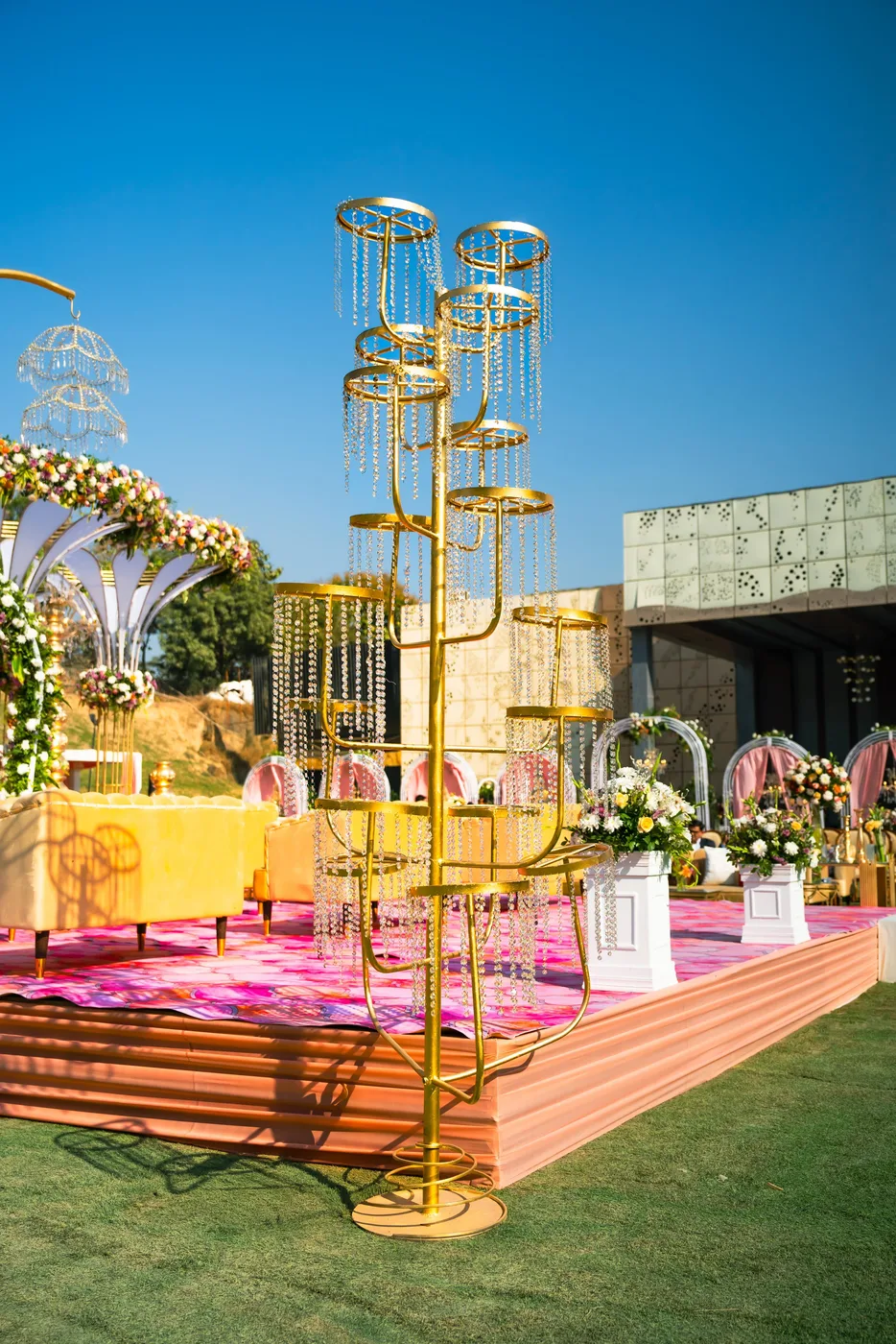 Lawn wedding décor by Designs by Aayushi, New Delhi