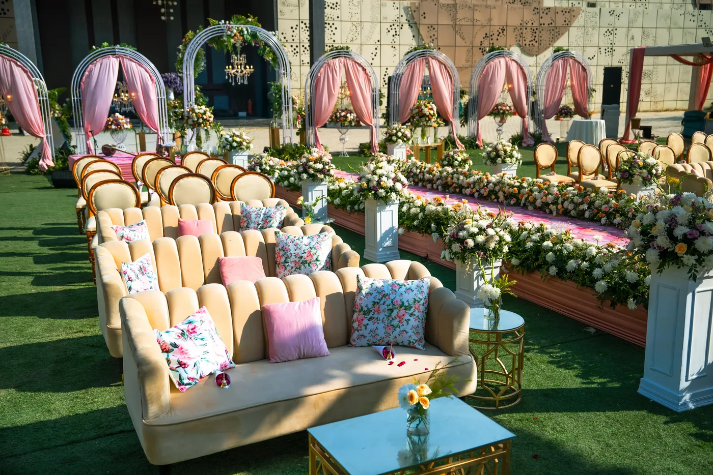 Lawn wedding décor by Designs by Aayushi, New Delhi